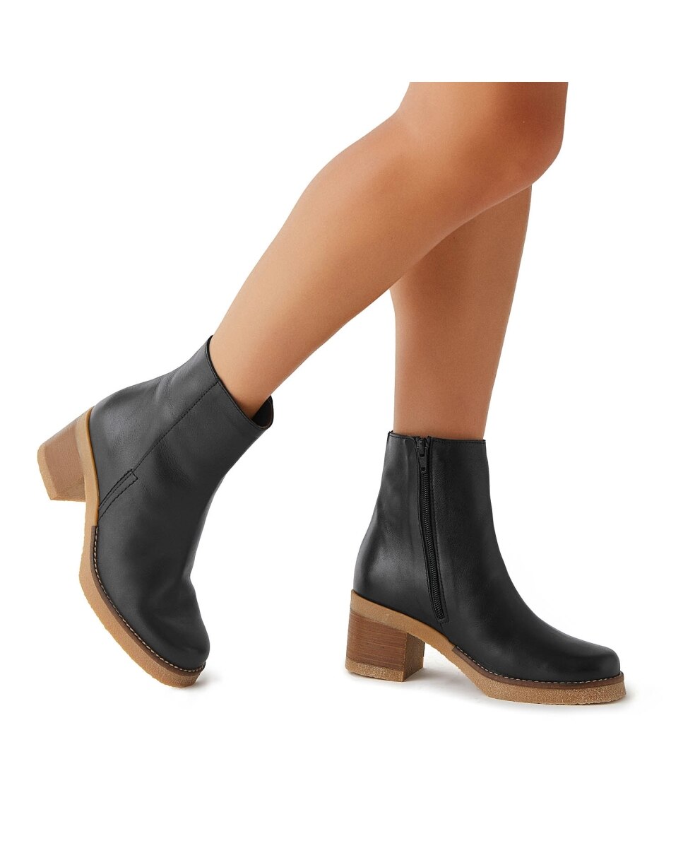 Botines básicos de mujer de piel - CASTELL MENORCA - Negro Negro-4
