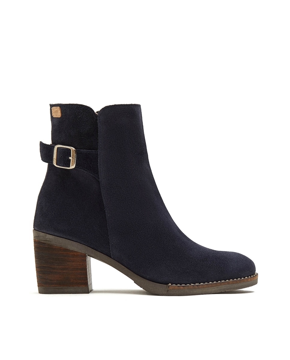 Botines básicos de mujer de serraje con hebilla - CASTELL MENORCA - Azul / Amarillo Azul / Amarillo-1
