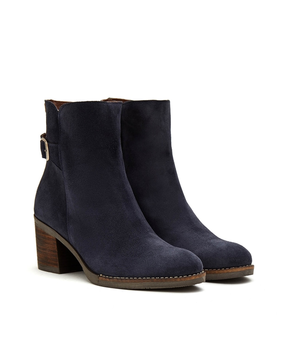 Botines básicos de mujer de serraje con hebilla - CASTELL MENORCA - Azul / Amarillo Azul / Amarillo-5
