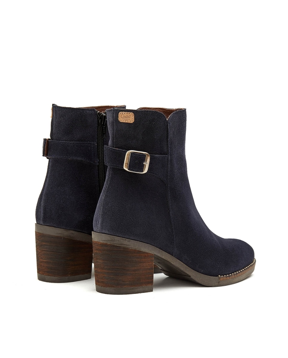 Botines básicos de mujer de serraje con hebilla - CASTELL MENORCA - Azul / Amarillo Azul / Amarillo-4
