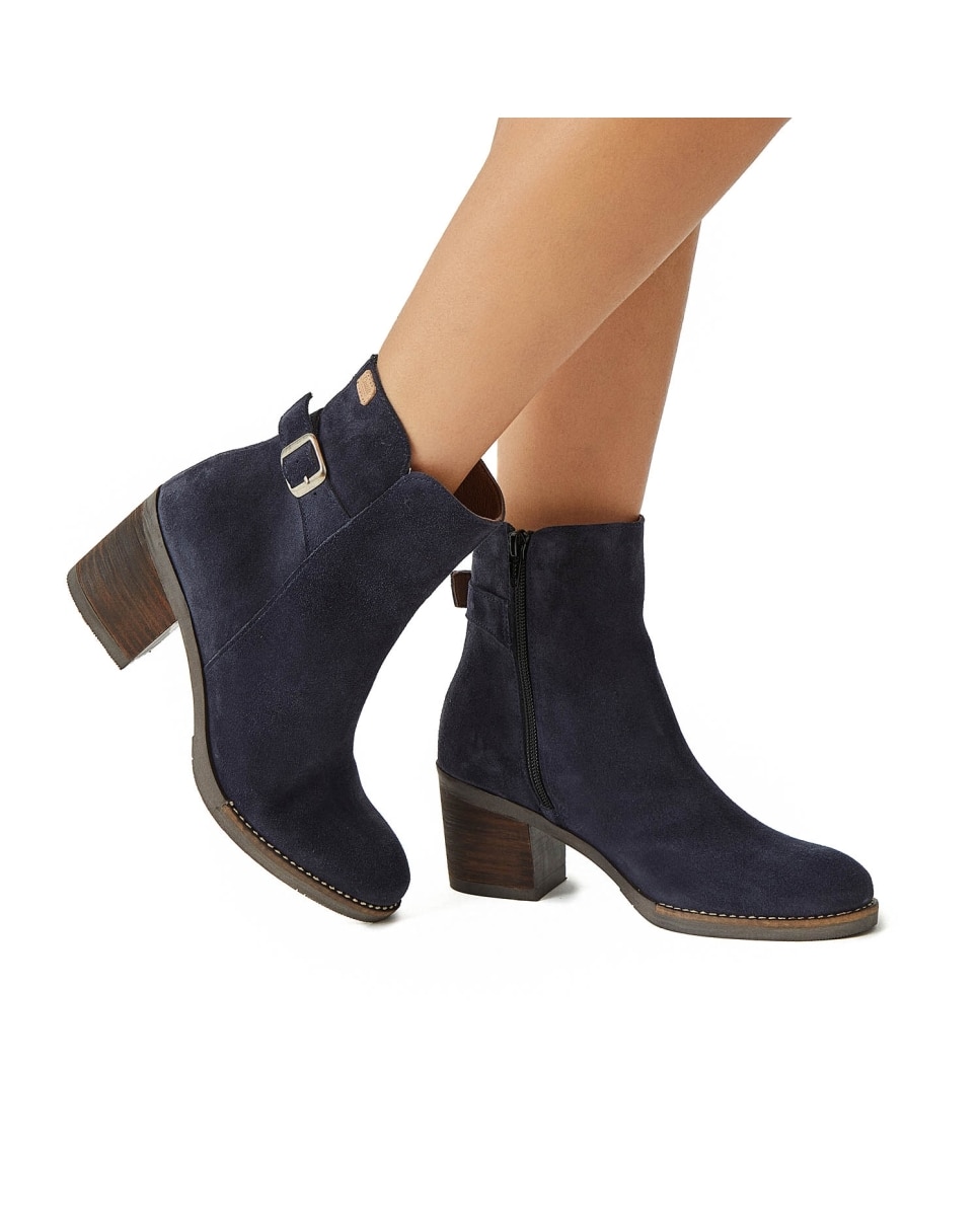 Botines básicos de mujer de serraje con hebilla - CASTELL MENORCA - Azul / Amarillo Azul / Amarillo-2