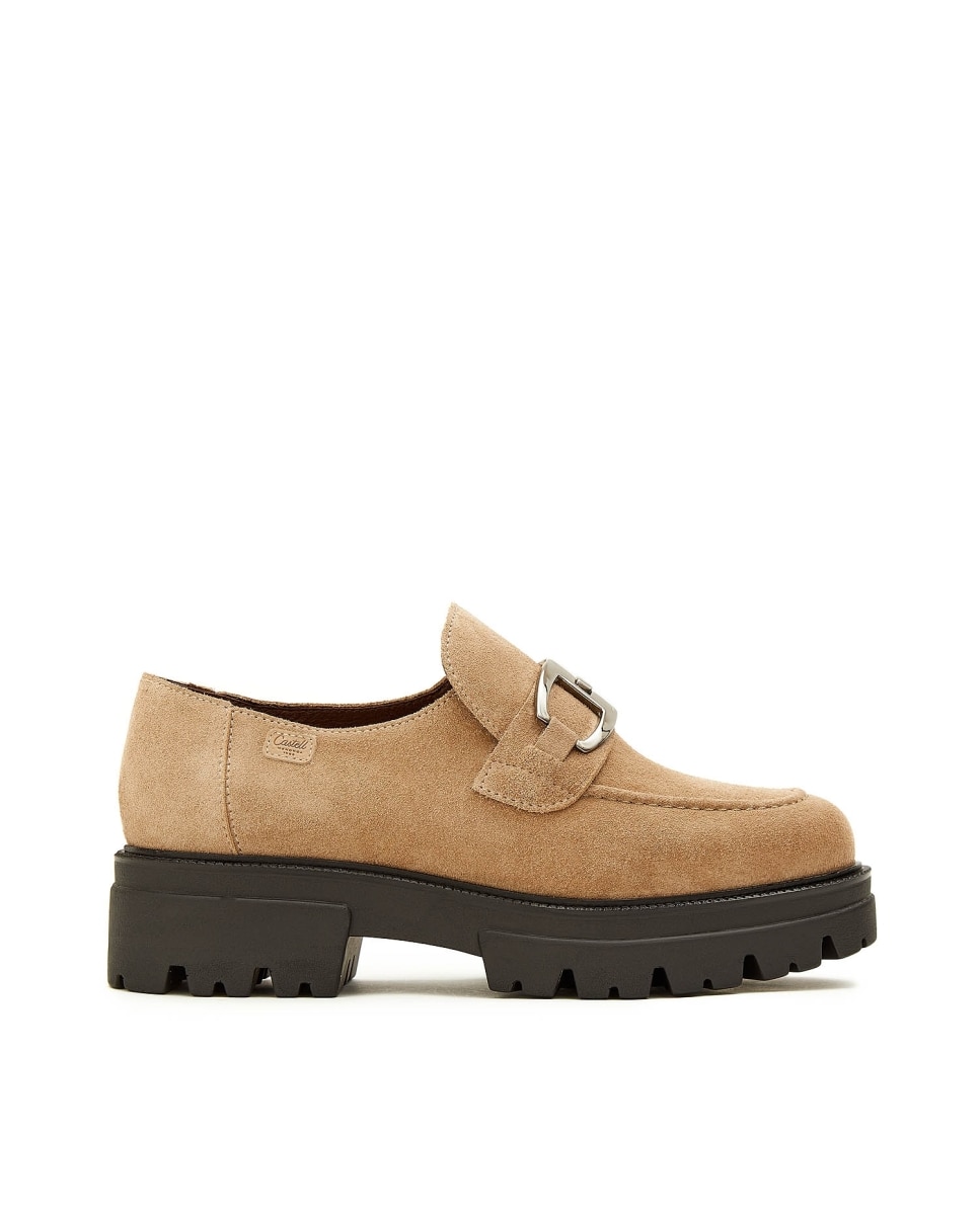 Mocasines de mujer de serraje - CASTELL MENORCA - Marrón claro Marrón claro-1