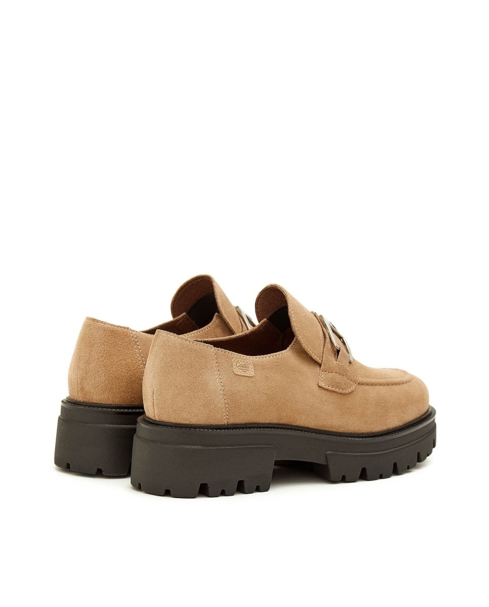 Mocasines de mujer de serraje - CASTELL MENORCA - Marrón claro Marrón claro-3