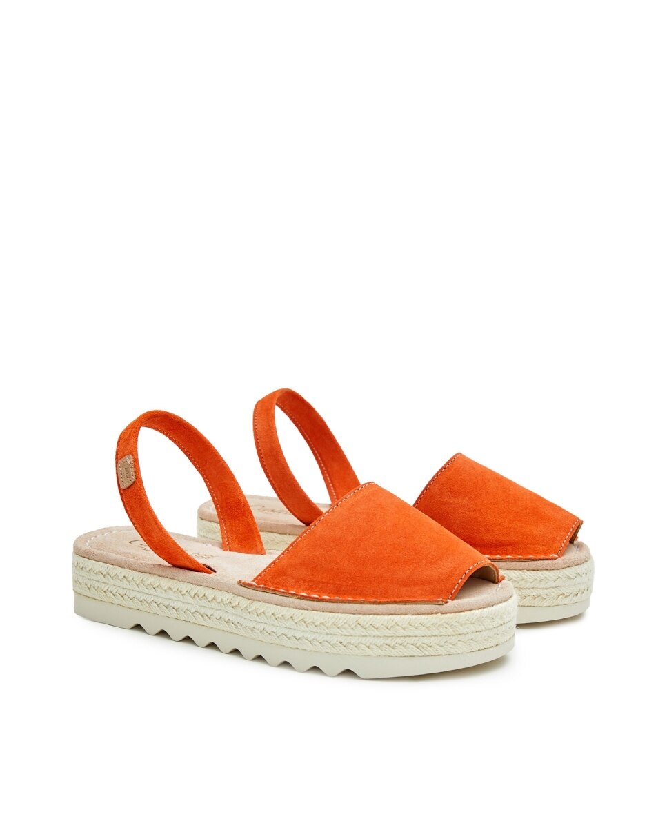Menorquinas de mujer con plataforma y suela yute - CASTELL MENORCA - Naranja Naranja-2