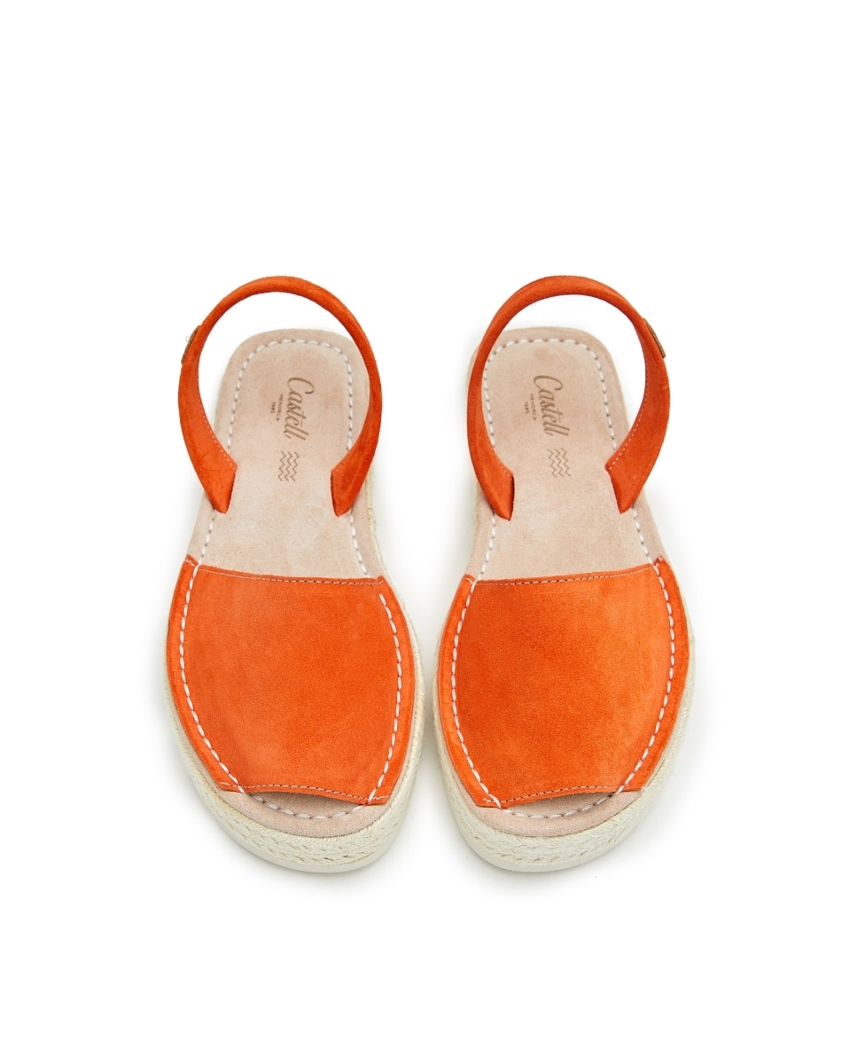 Menorquinas de mujer con plataforma y suela yute - CASTELL MENORCA - Naranja Naranja-3