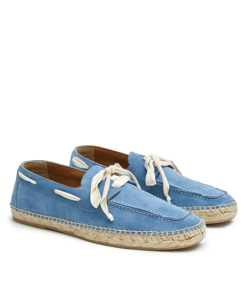 Alpargata de hombre de yute con cordones - CASTELL MENORCA - Azul claro Azul claro-3