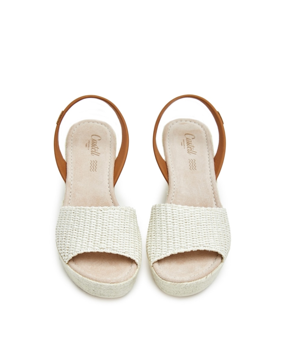 Menorquinas de mujer de rafia y cuero - CASTELL MENORCA - Beige / Blanco Beige / Blanco-2