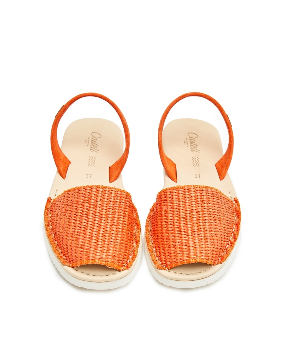 Menorquinas de mujer de rafia - CASTELL MENORCA - Naranja fuerte Naranja fuerte-2