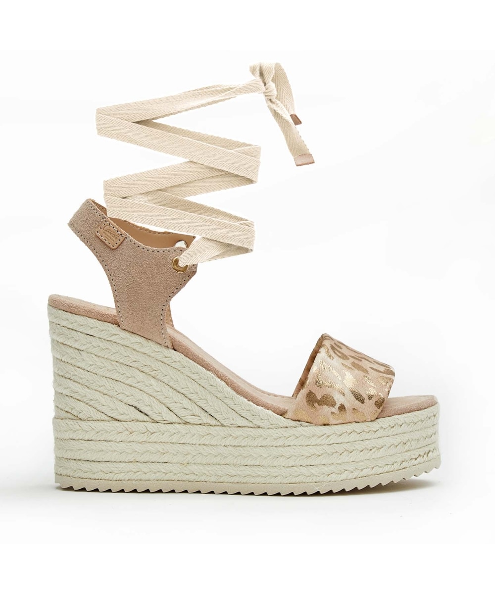 Sandalias de cuña con piel animal print - CASTELL MENORCA - Oro Oro-1
