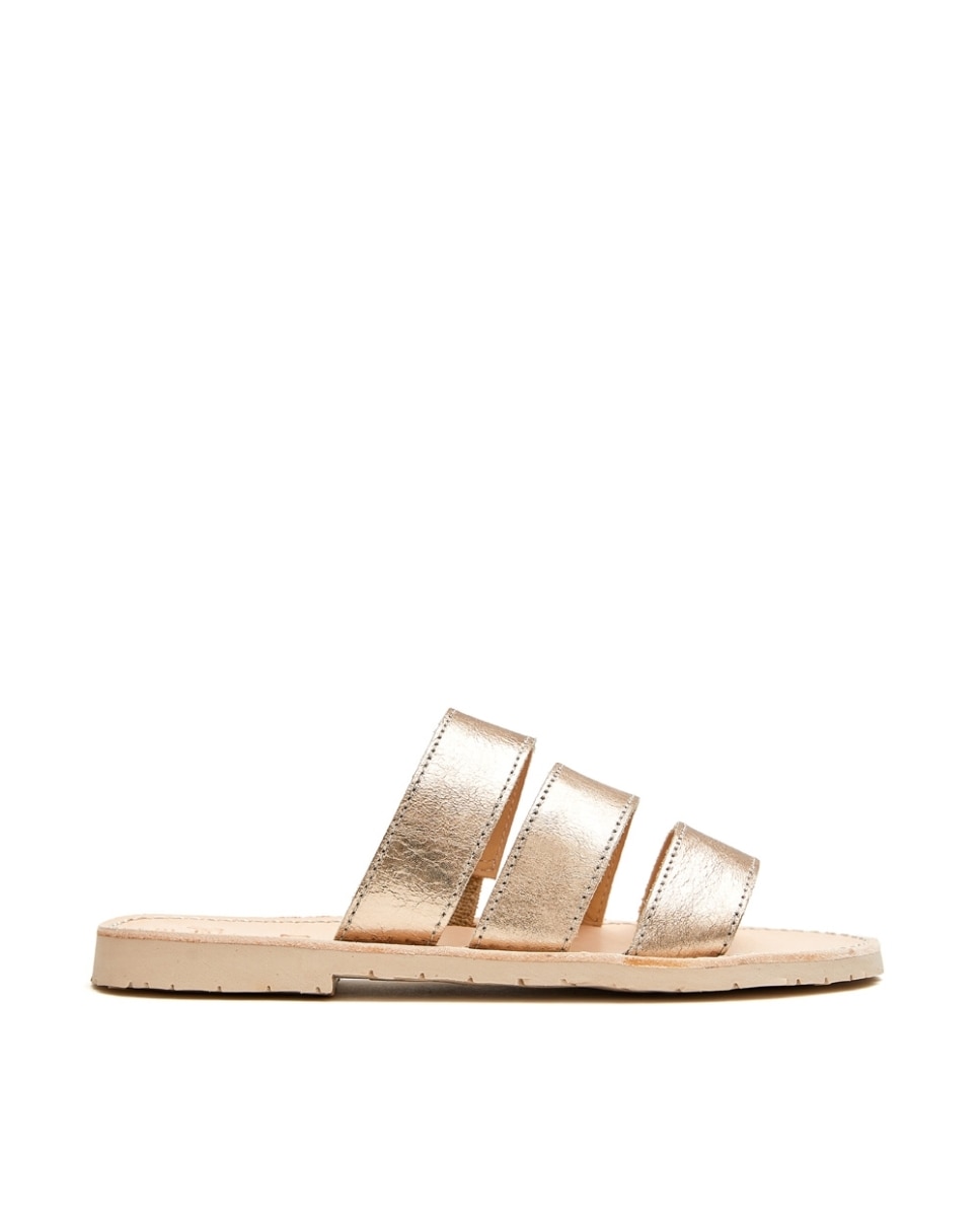 Sandalias de mujer con tres tiras - CASTELL MENORCA - Oro Oro-1