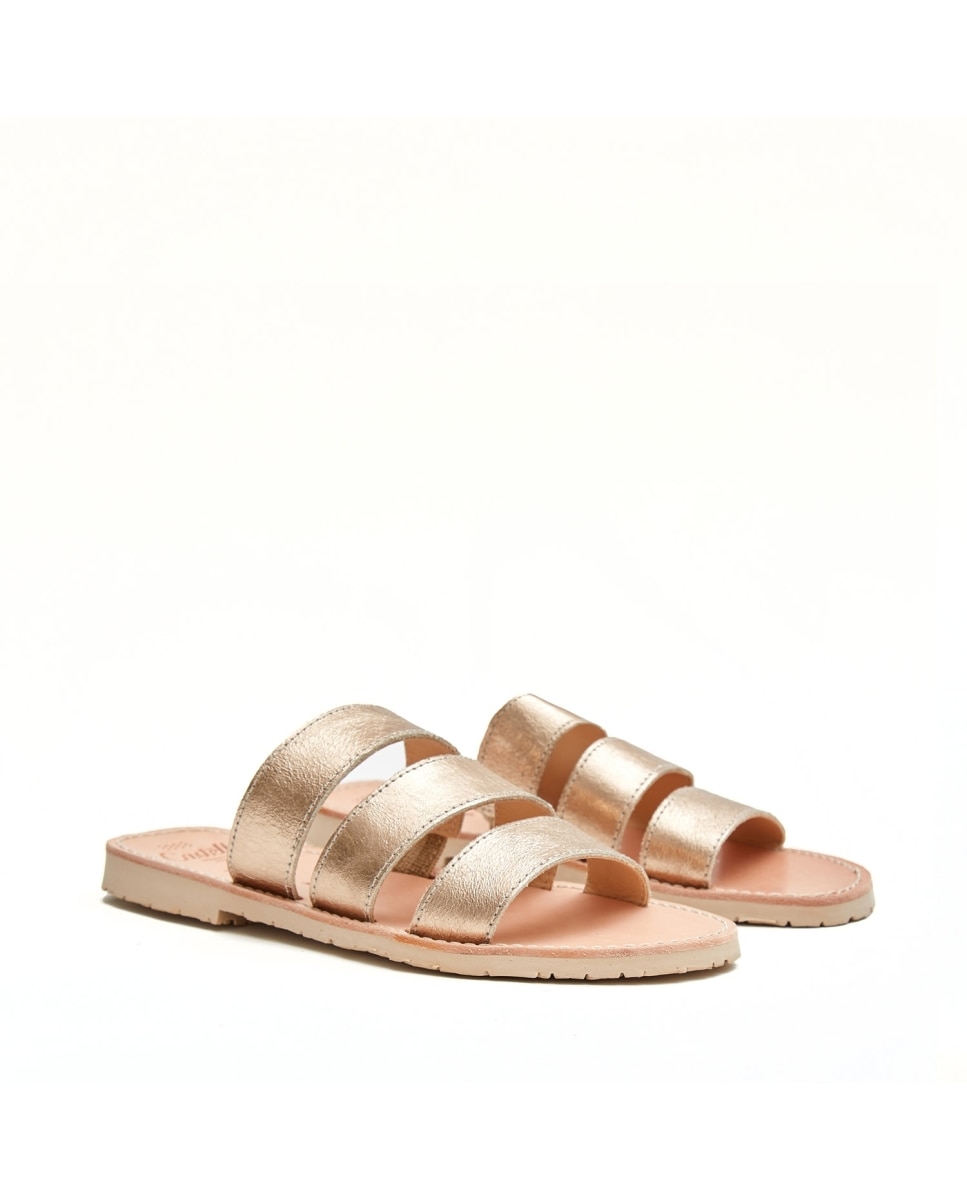 Sandalias de mujer con tres tiras - CASTELL MENORCA - Oro Oro-4