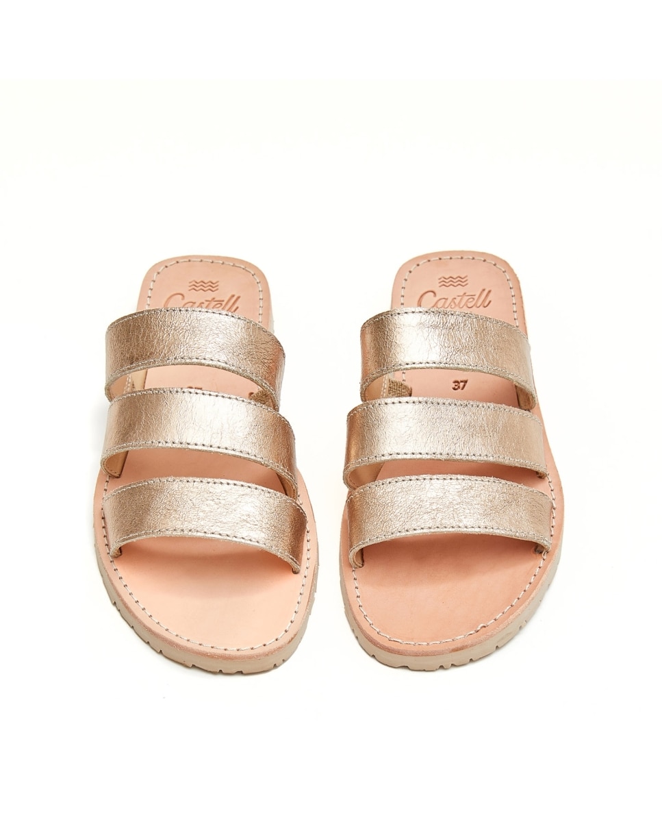 Sandalias de mujer con tres tiras - CASTELL MENORCA - Oro Oro-3