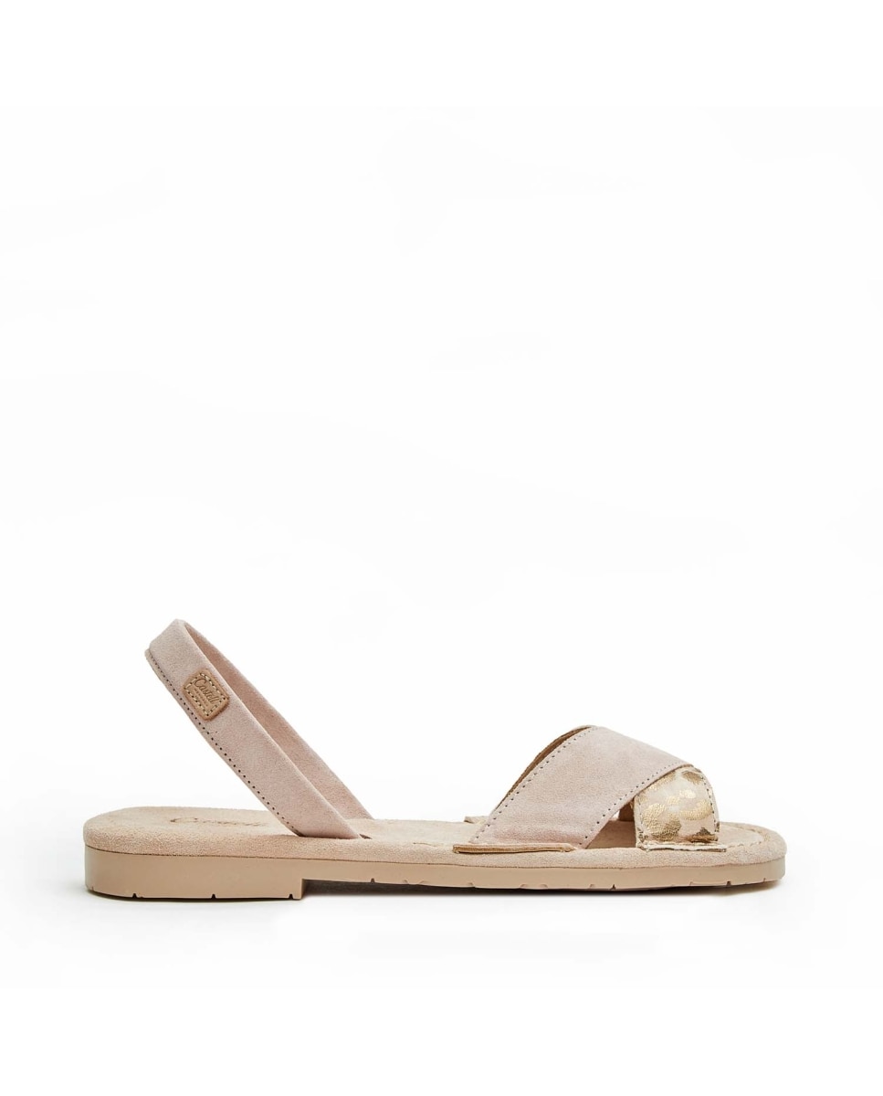 Sandalias de mujer con tiras cruzadas animal print - CASTELL MENORCA - Beige Beige-1