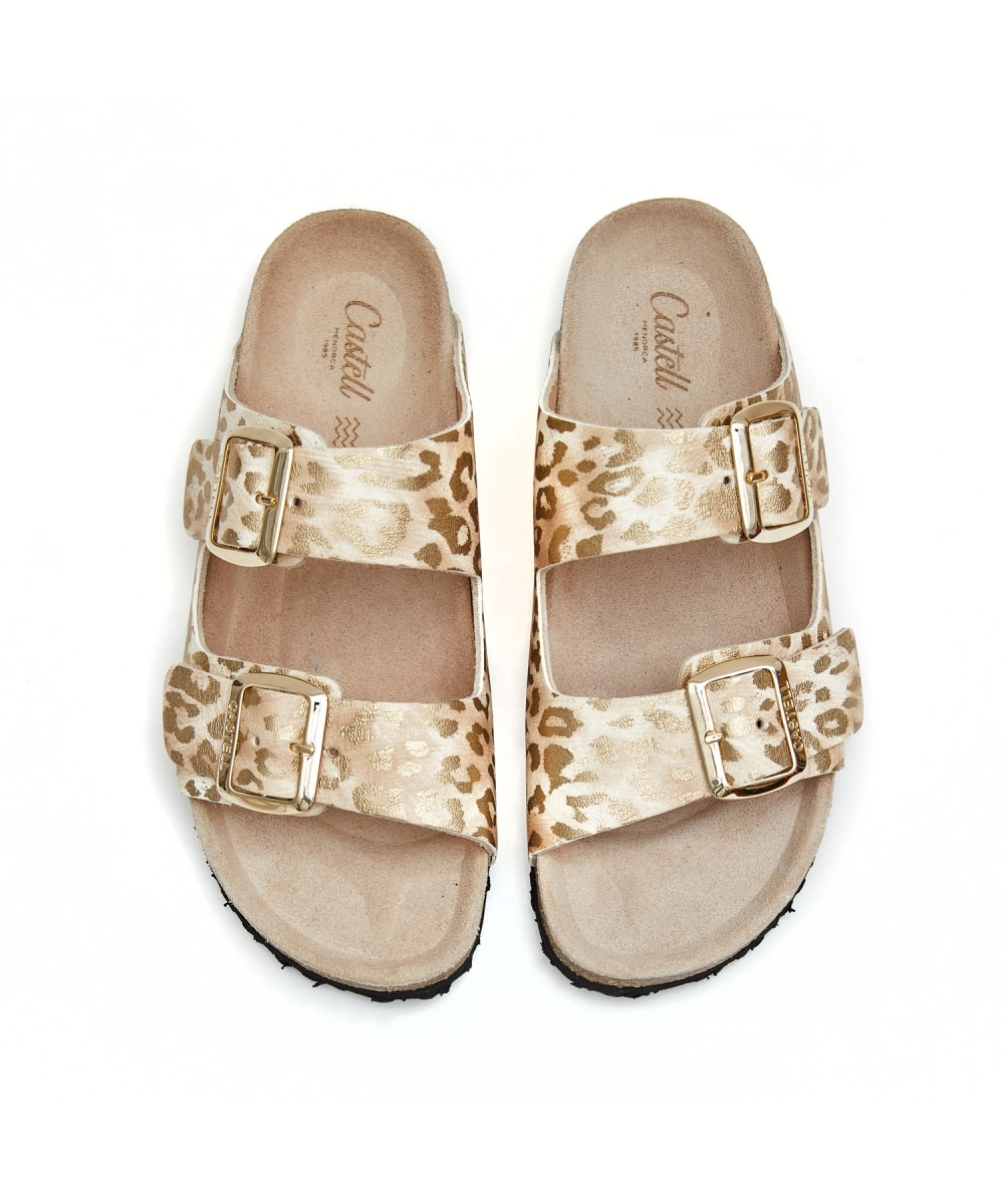 Sandalias de tiras de mujer de piel metalizada - CASTELL MENORCA - Estampado Estampado-2