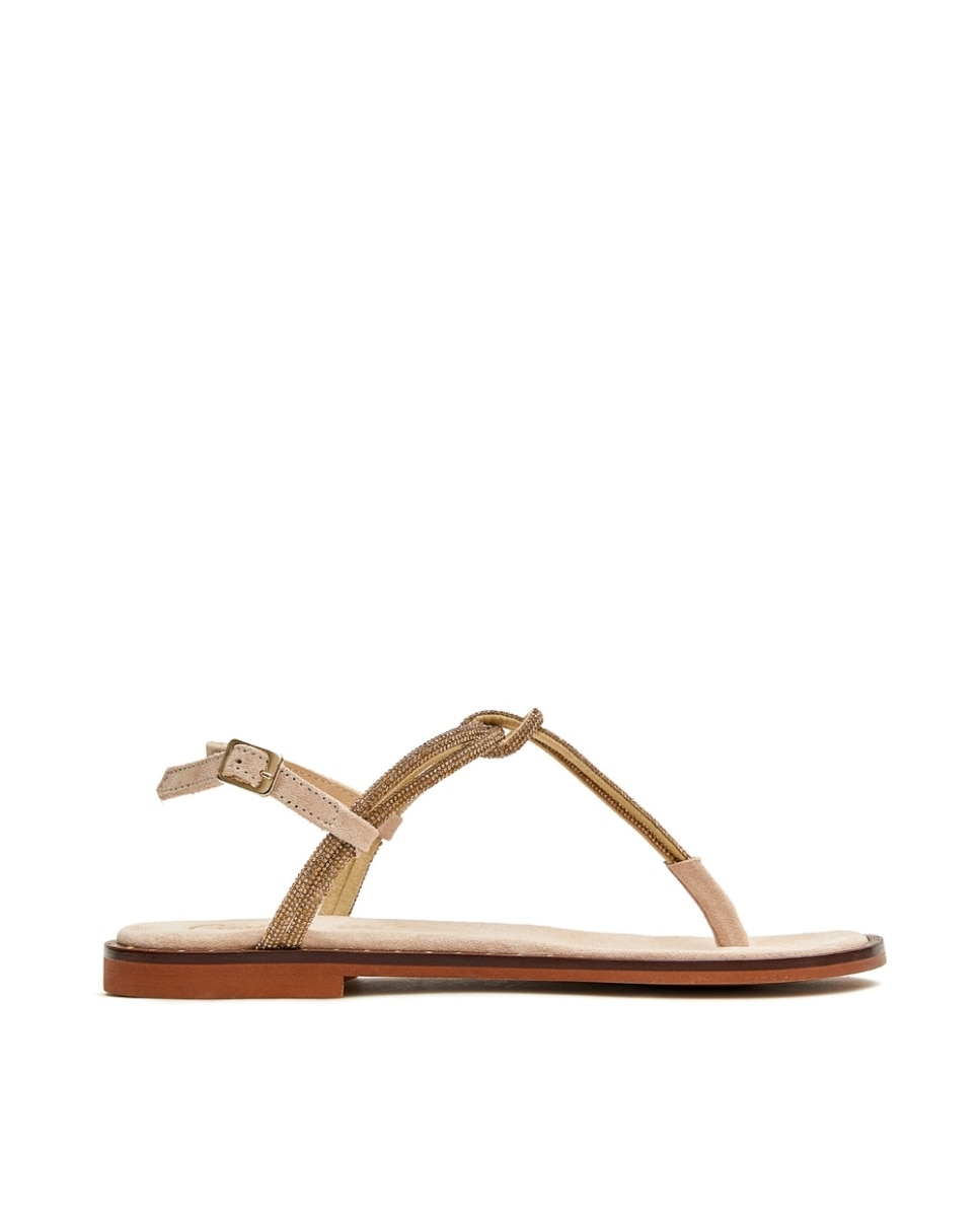 Sandalias de dedo de mujer con detalles brillantes - CASTELL MENORCA - Oro Oro-1