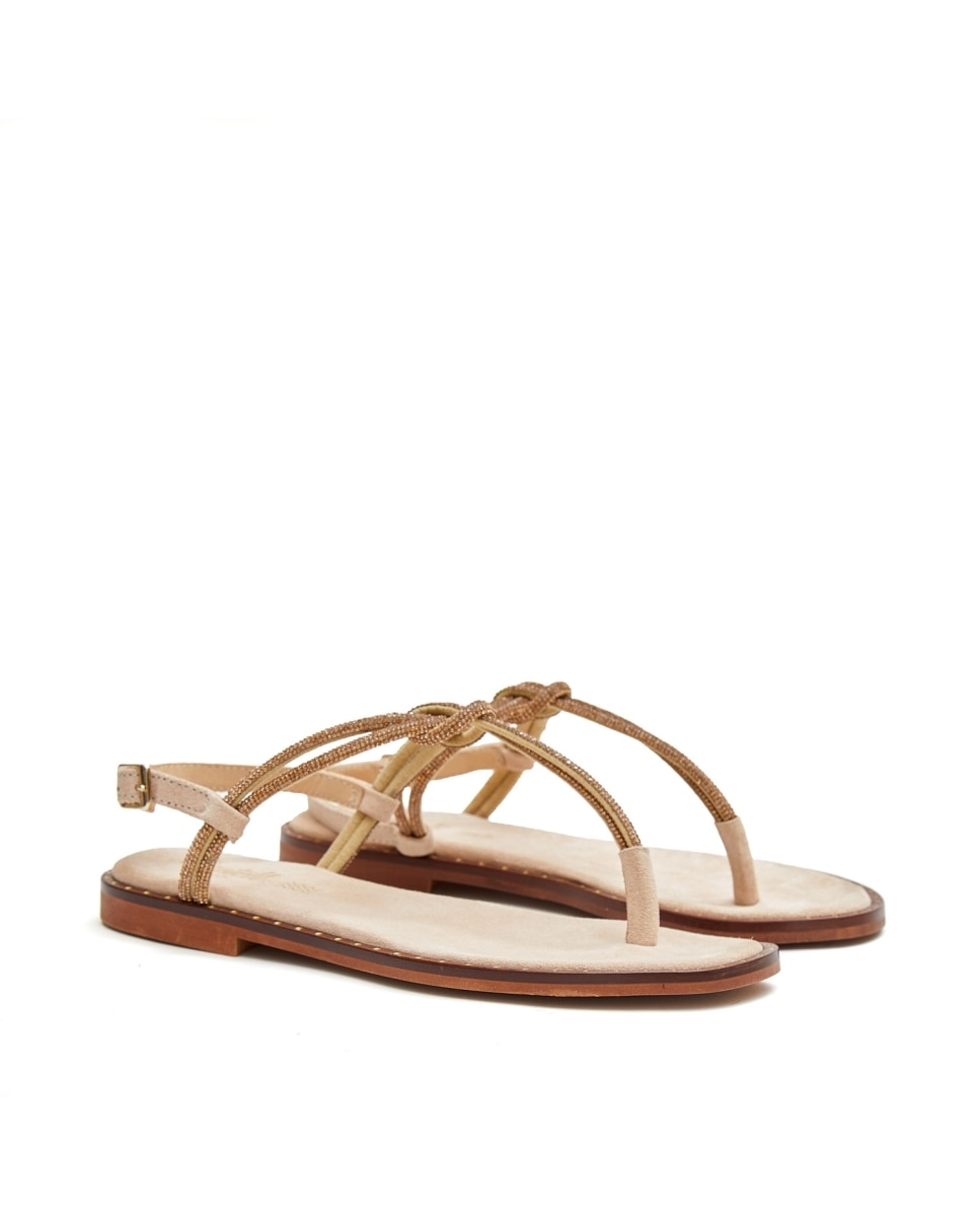 Sandalias de dedo de mujer con detalles brillantes - CASTELL MENORCA - Oro Oro-4