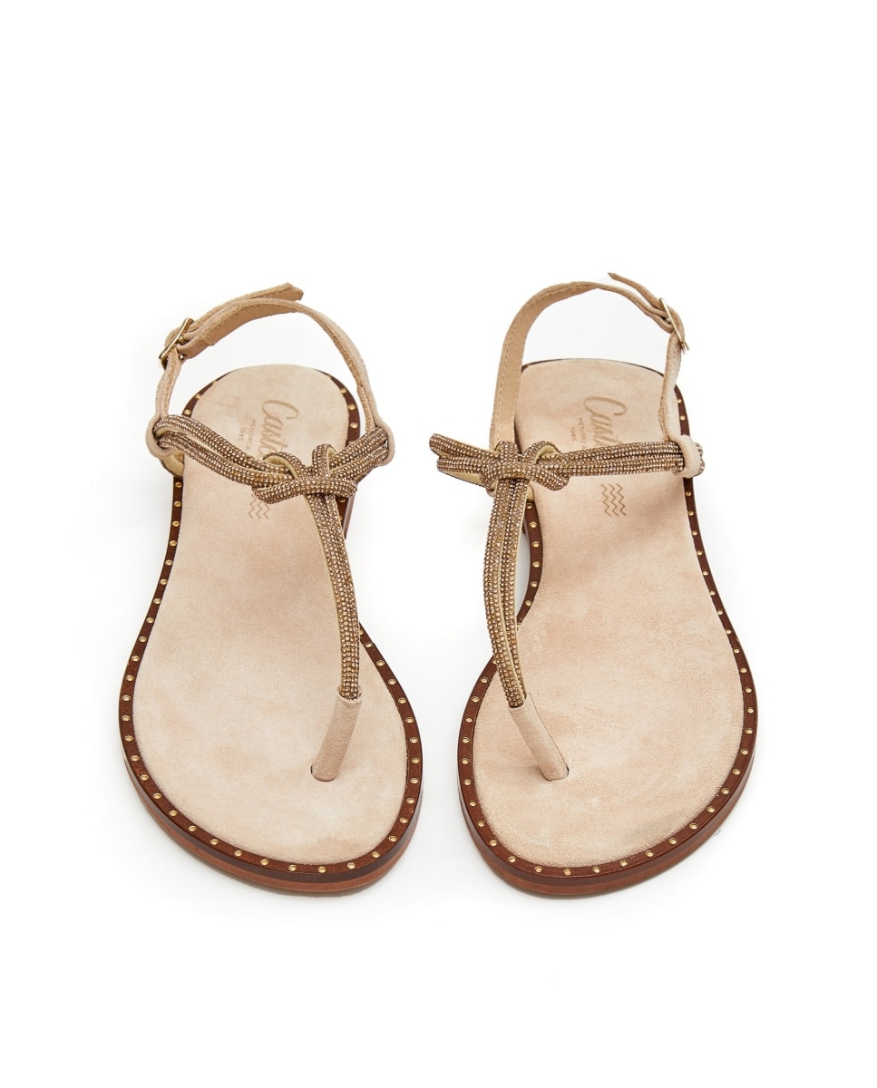 Sandalias de dedo de mujer con detalles brillantes - CASTELL MENORCA - Oro Oro-3