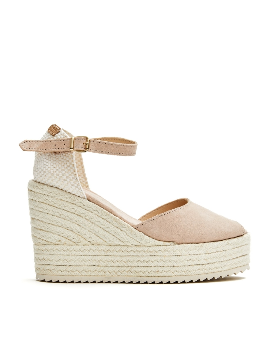 Sandalias de cuña de mujer en piel - CASTELL MENORCA - Beige Beige-1