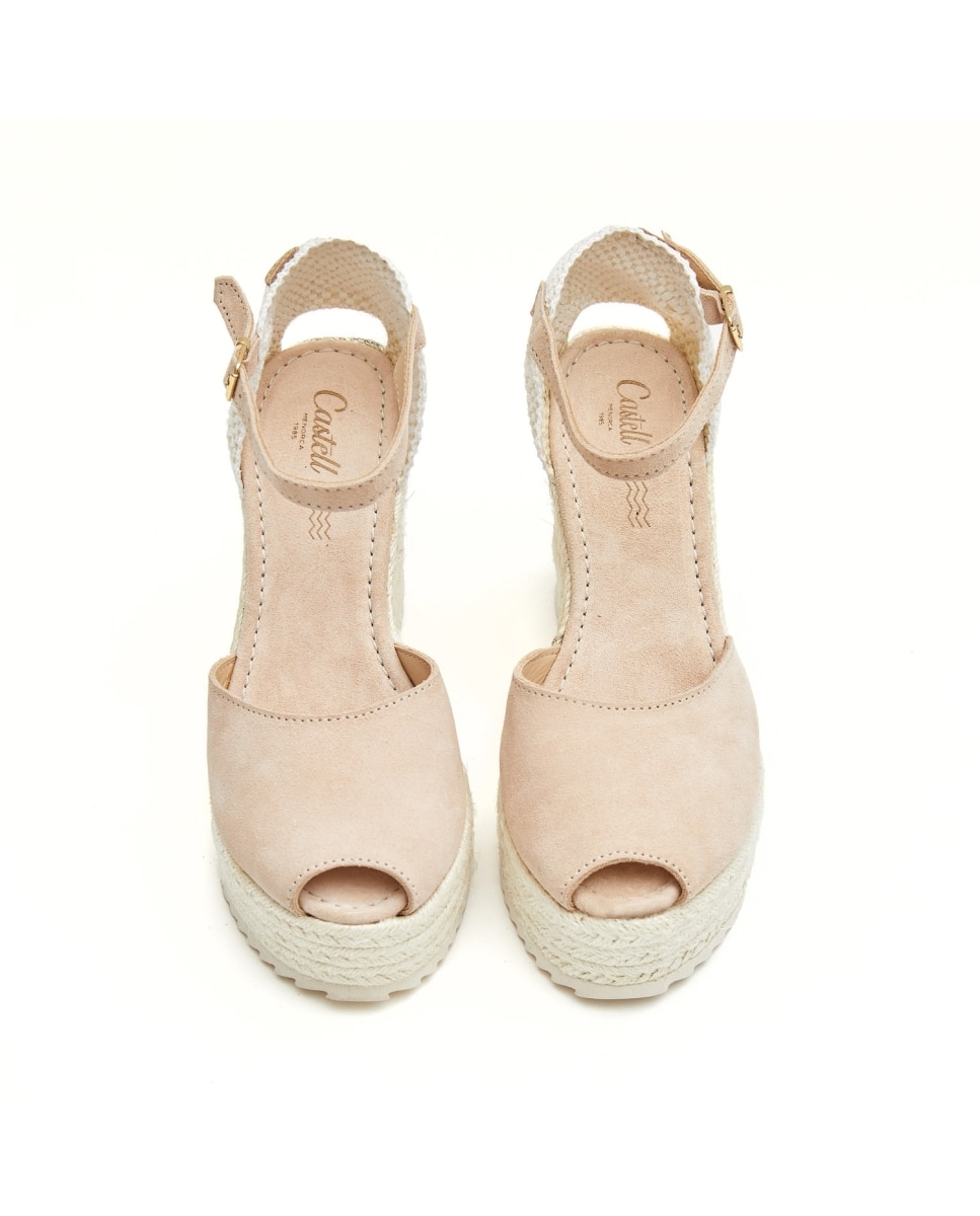 Sandalias de cuña de mujer en piel - CASTELL MENORCA - Beige Beige-3