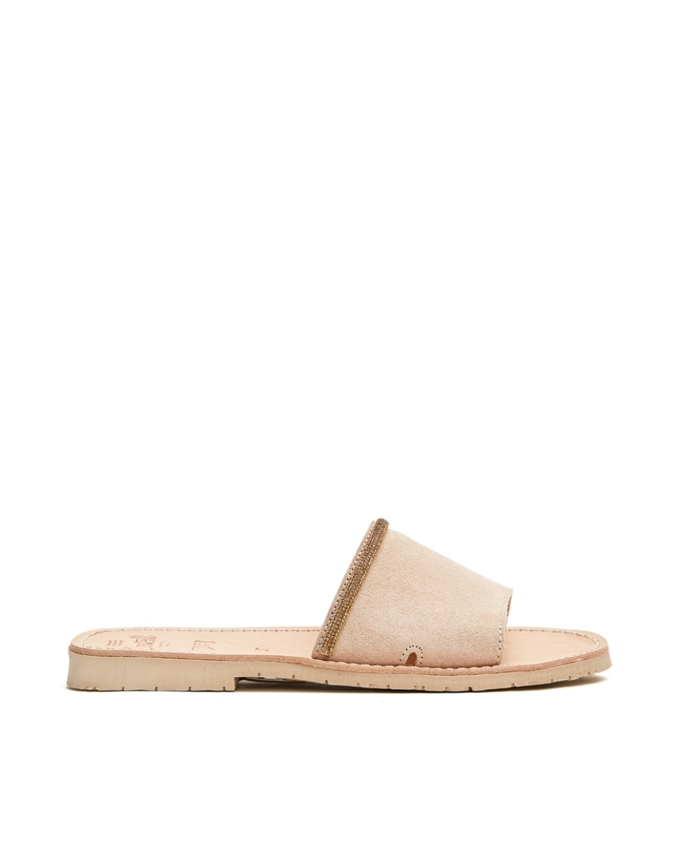 Sandalias de pala de mujer con cordón brillante - CASTELL MENORCA - Beige Beige-1