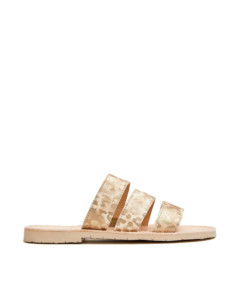 Sandalias de mujer con tiras animal print - CASTELL MENORCA - Oro Oro-1