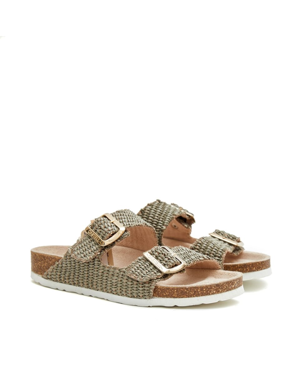 Sandalias de mujer de rafia - CASTELL MENORCA - Verde oscuro Verde oscuro-4