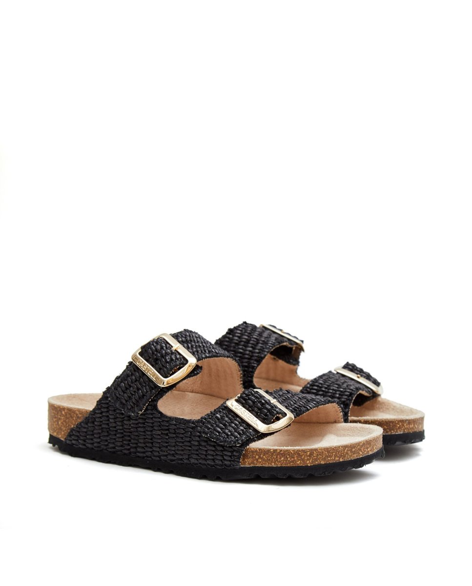 Sandalias de mujer de rafia - CASTELL MENORCA - Negro Negro-3