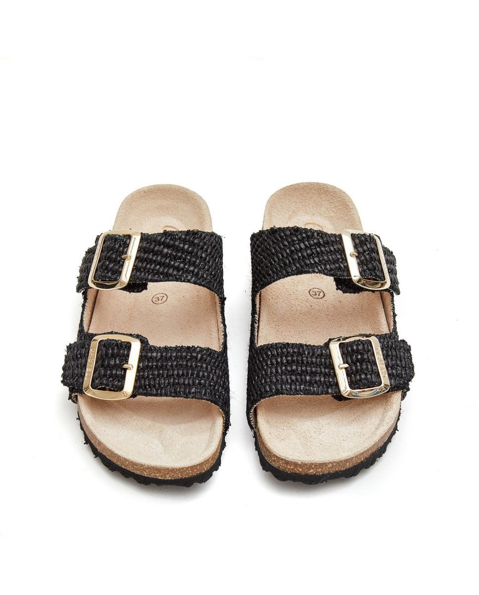 Sandalias de mujer de rafia - CASTELL MENORCA - Negro Negro-4