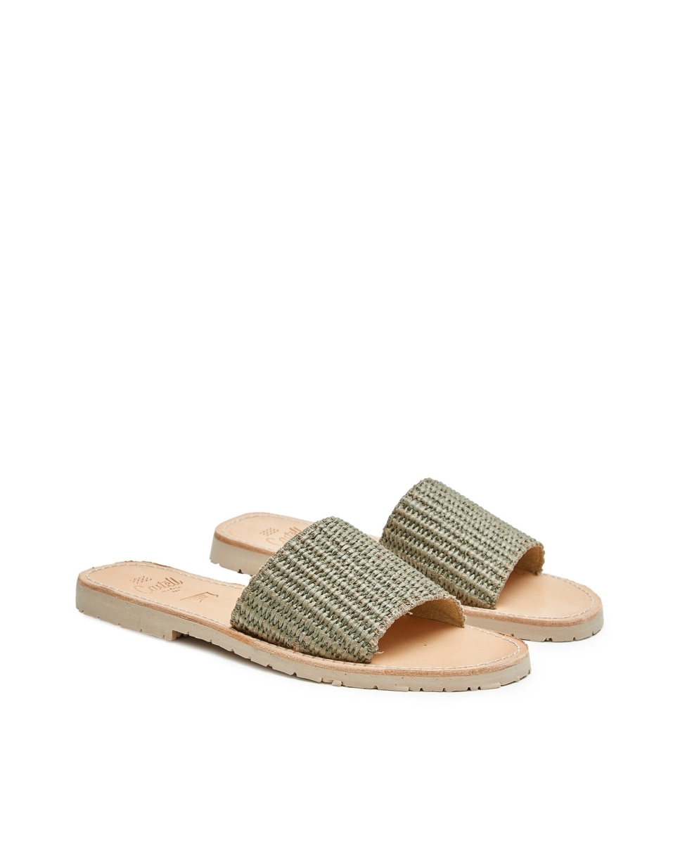 Sandalias de mujer con rafia - CASTELL MENORCA - Verde Oliva Verde Oliva-3