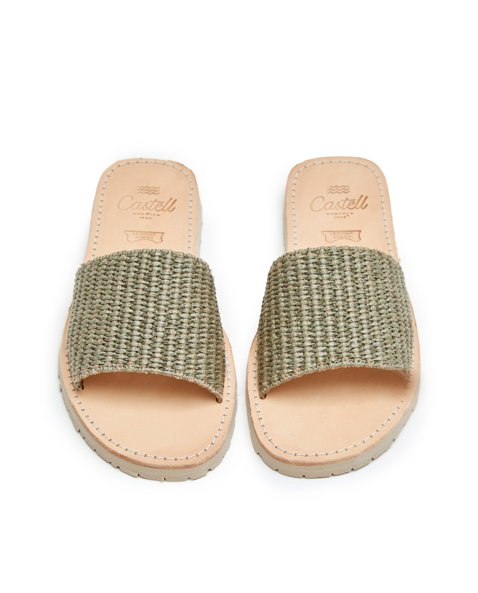 Sandalias de mujer con rafia - CASTELL MENORCA - Verde Oliva Verde Oliva-2