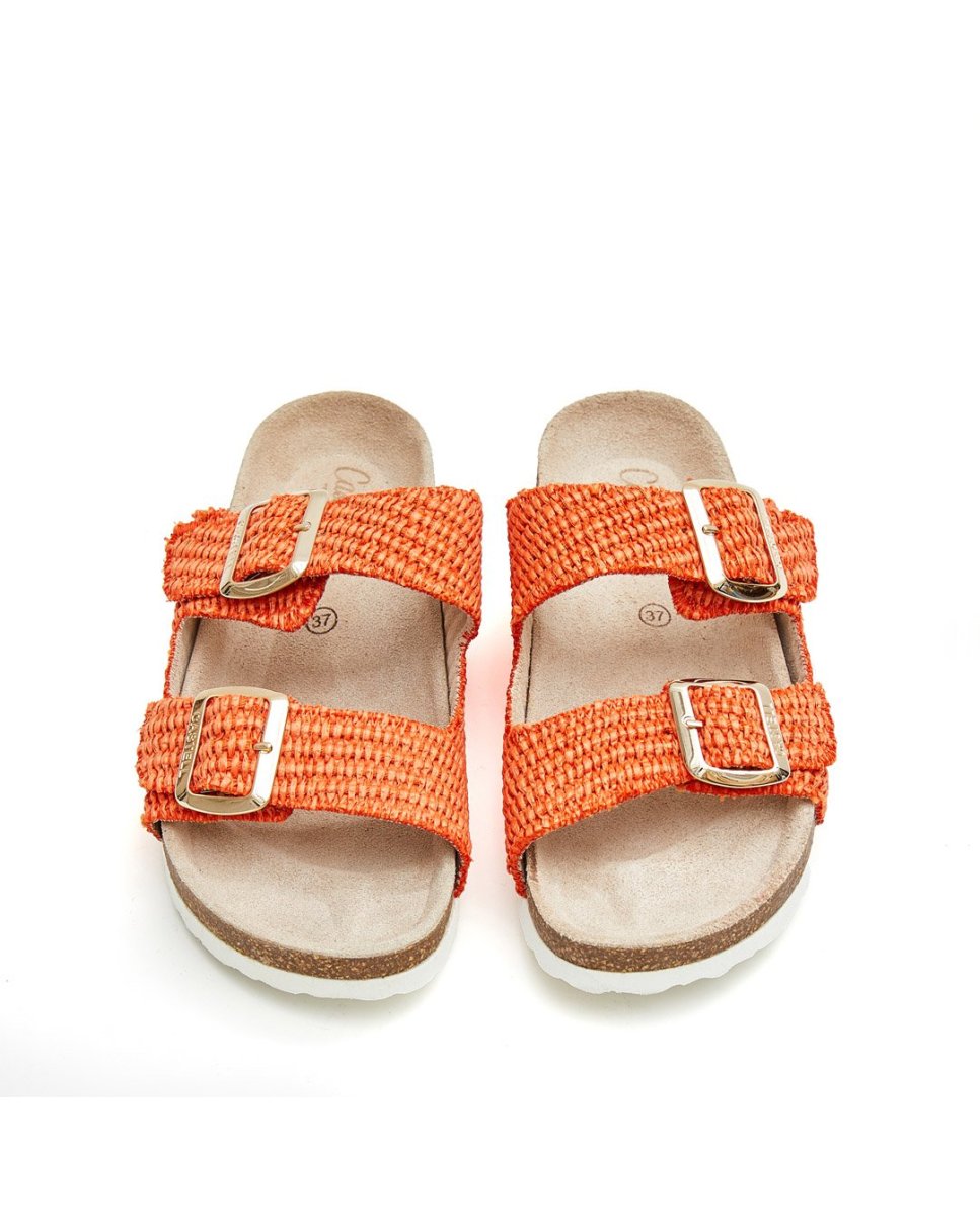 Sandalias de mujer de rafia - CASTELL MENORCA - Naranja Naranja-4