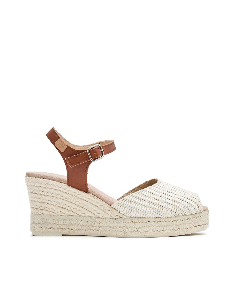 Imagen 0 de Sandalias de mujer de rafia con cuña Beige