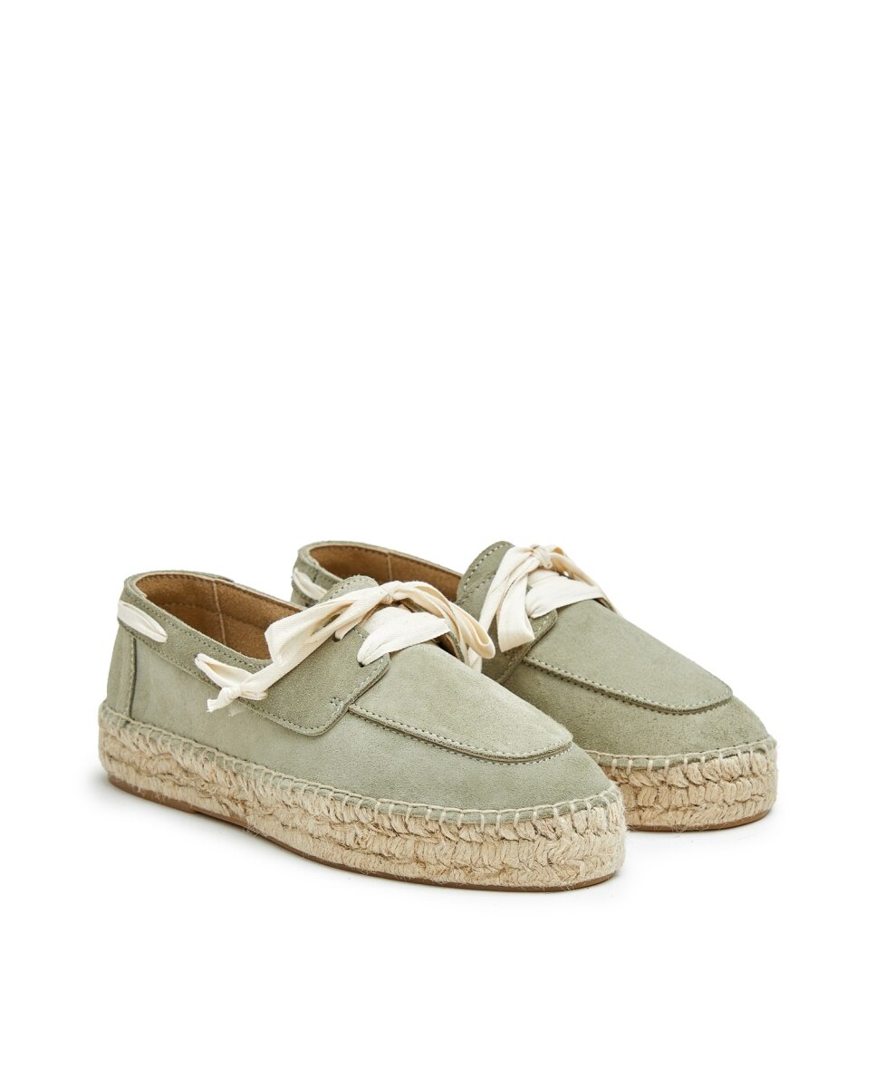 Alpargatas planas de mujer con cordones - CASTELL MENORCA - Verde claro Verde claro-3