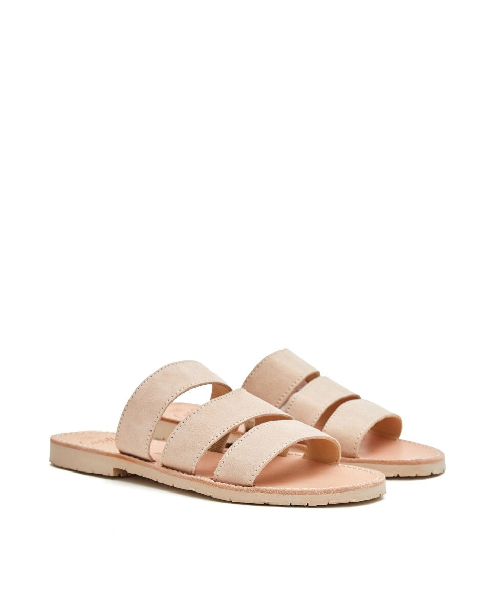 Sandalias de mujer con tres tiras - CASTELL MENORCA - Beige Beige-4