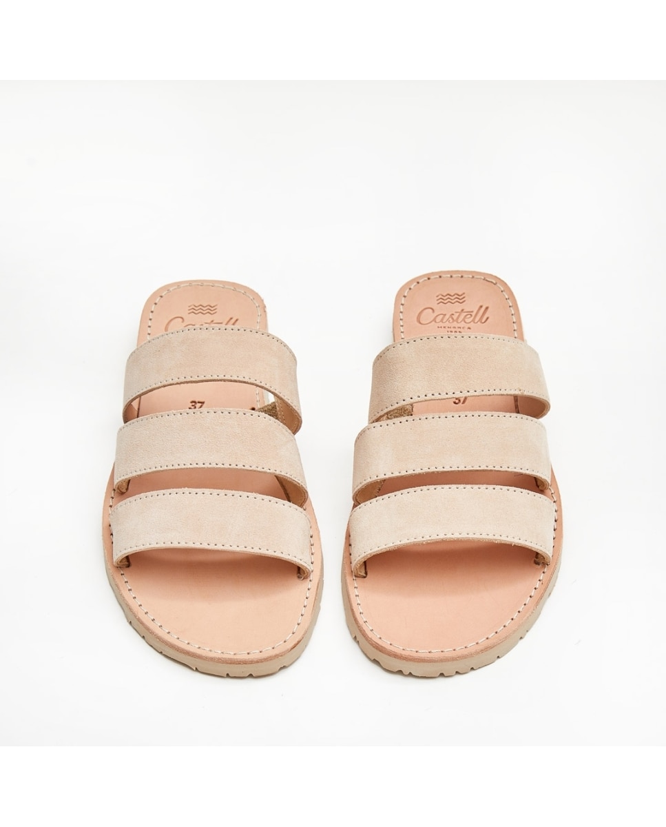 Sandalias de mujer con tres tiras - CASTELL MENORCA - Beige Beige-3