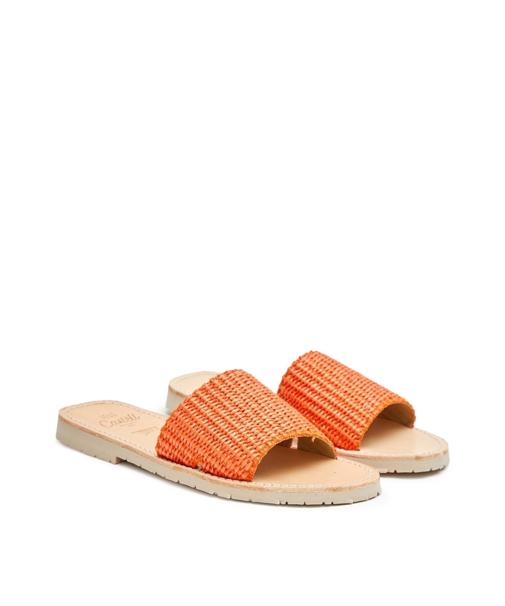 Sandalias de mujer con rafia - CASTELL MENORCA - Naranja fuerte Naranja fuerte-3