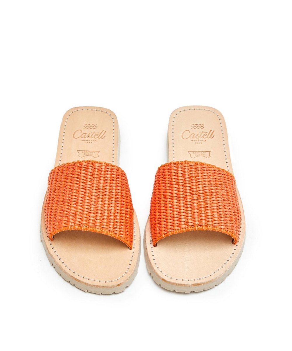 Sandalias de mujer con rafia - CASTELL MENORCA - Naranja fuerte Naranja fuerte-2