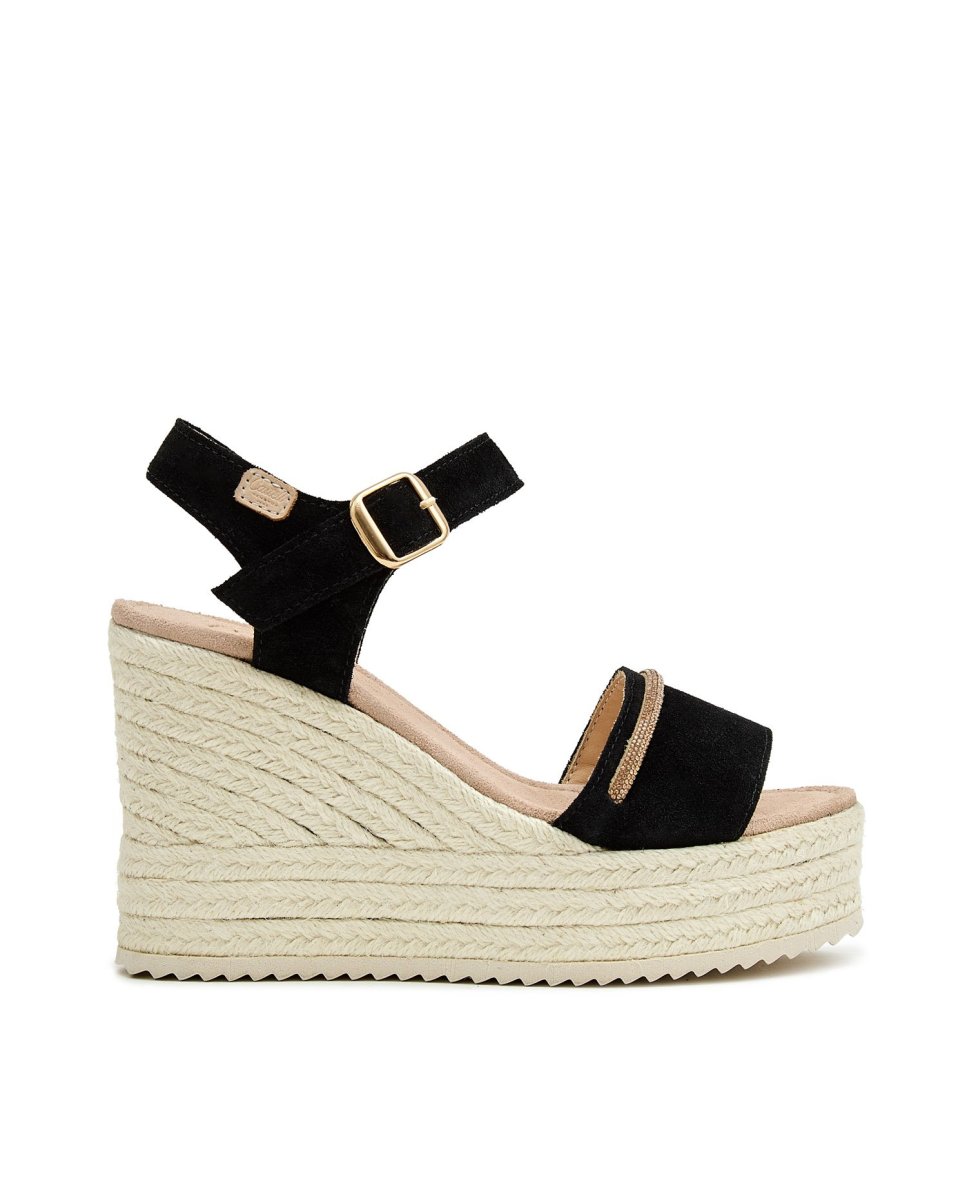 Sandalias de mujer con rafia - CASTELL MENORCA - Negro Negro-1