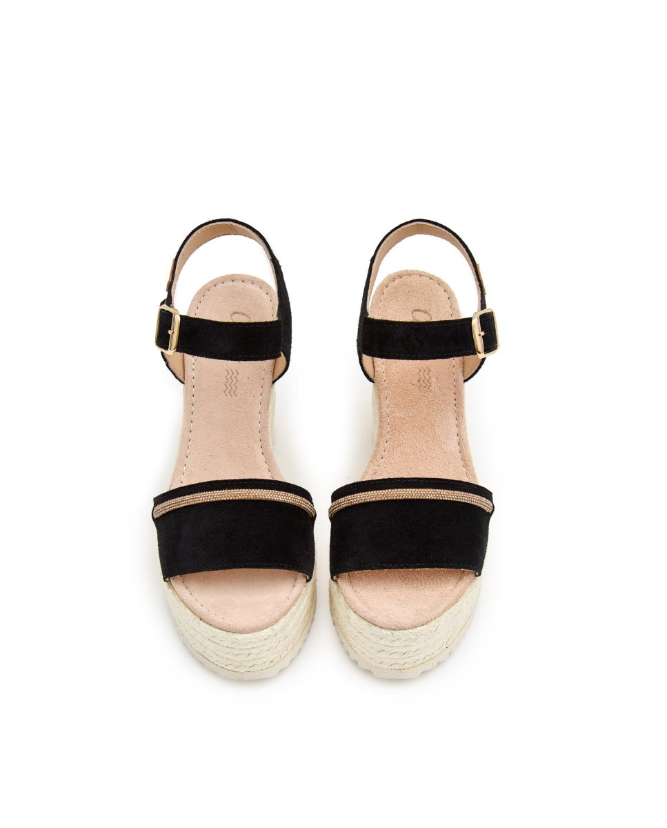 Sandalias de mujer con rafia - CASTELL MENORCA - Negro Negro-3