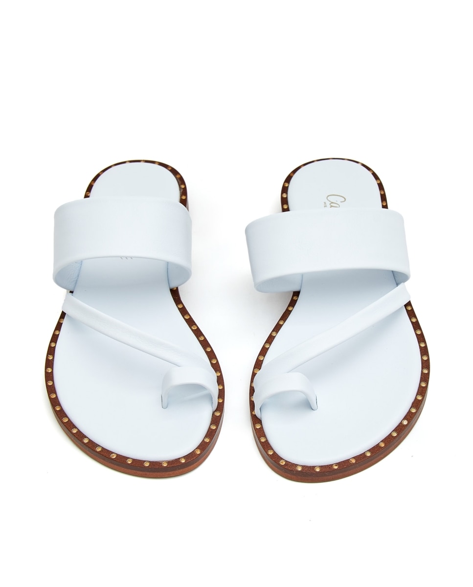 Sandalias de tiras de mujer con cintas - CASTELL MENORCA - Azul claro Azul claro-2