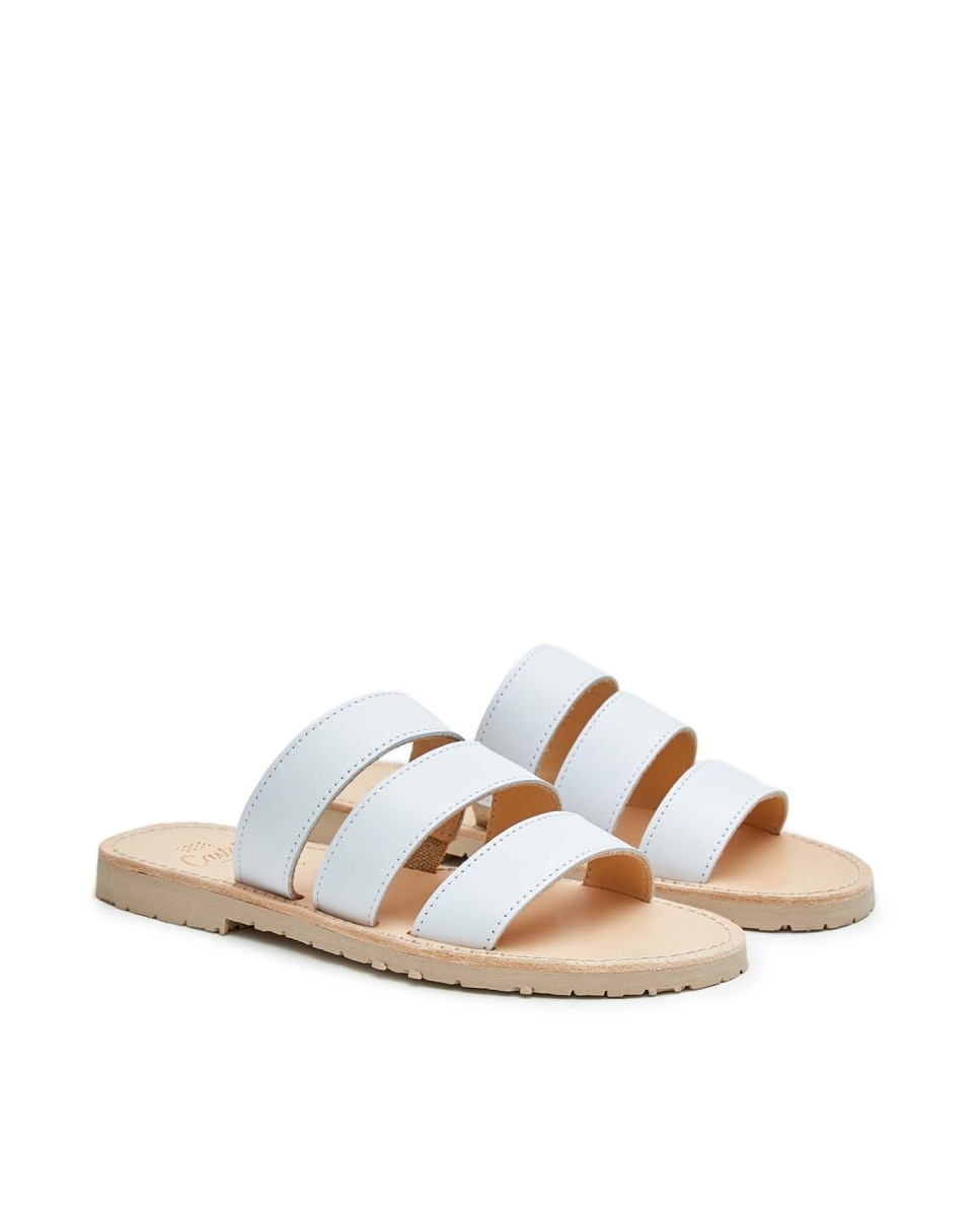 Sandalias de mujer con tres tiras - CASTELL MENORCA - Blanco Blanco-3