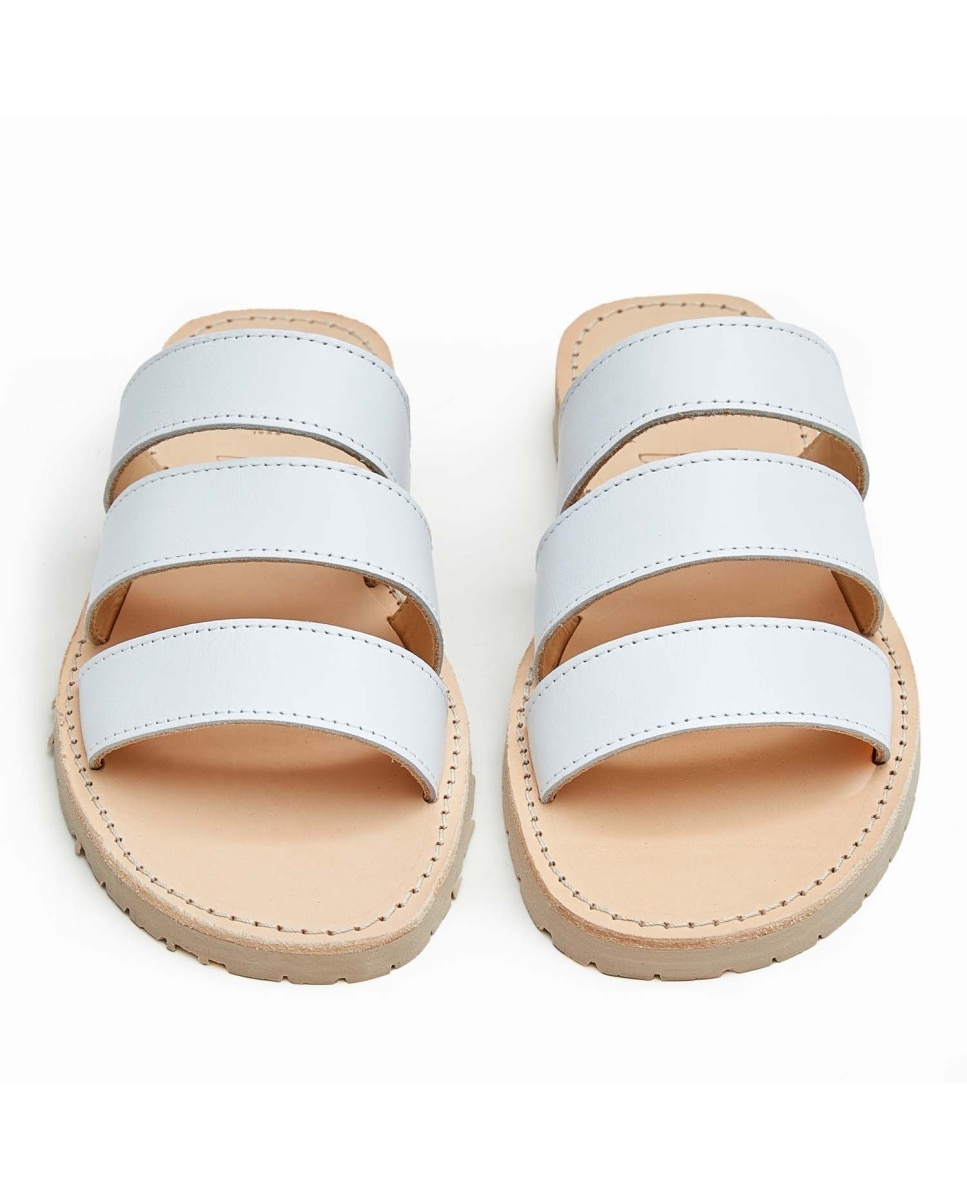 Sandalias de mujer con tres tiras - CASTELL MENORCA - Blanco Blanco-2