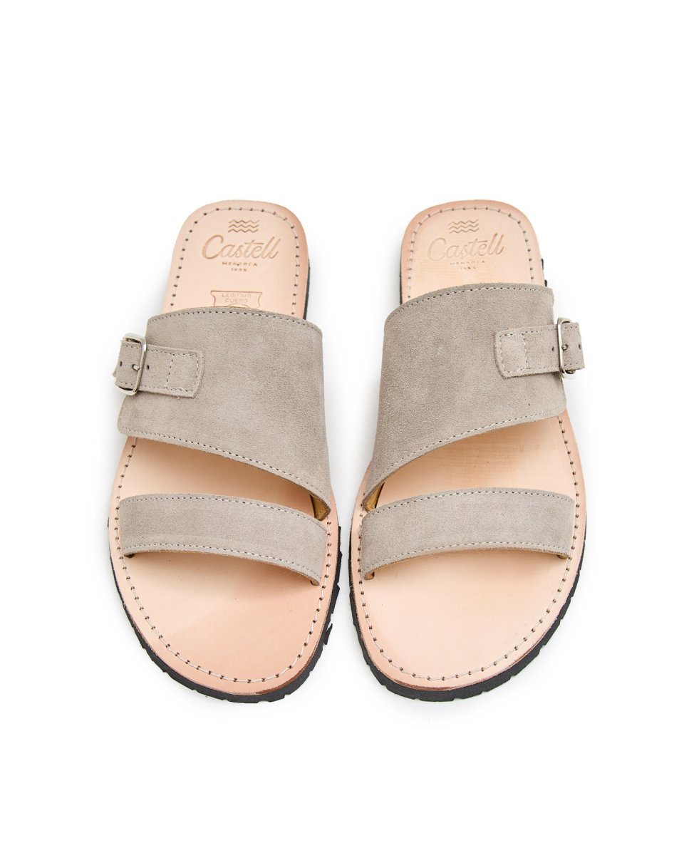 Sandalias de mujer de yute con hebilla - CASTELL MENORCA - Gris Gris-2