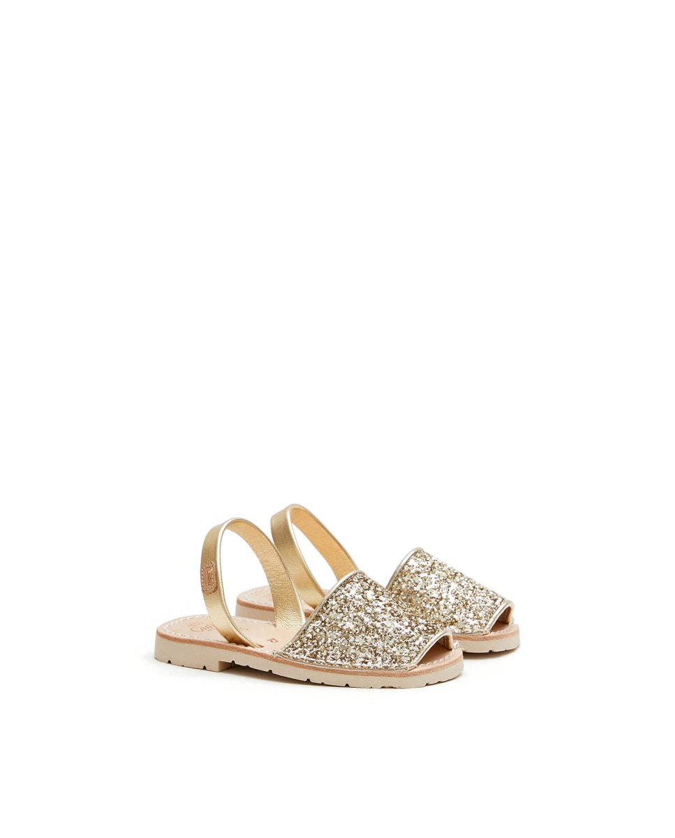 Menorquinas de niña en piel acabado glitter - CASTELL MENORCA - Oro Oro-2