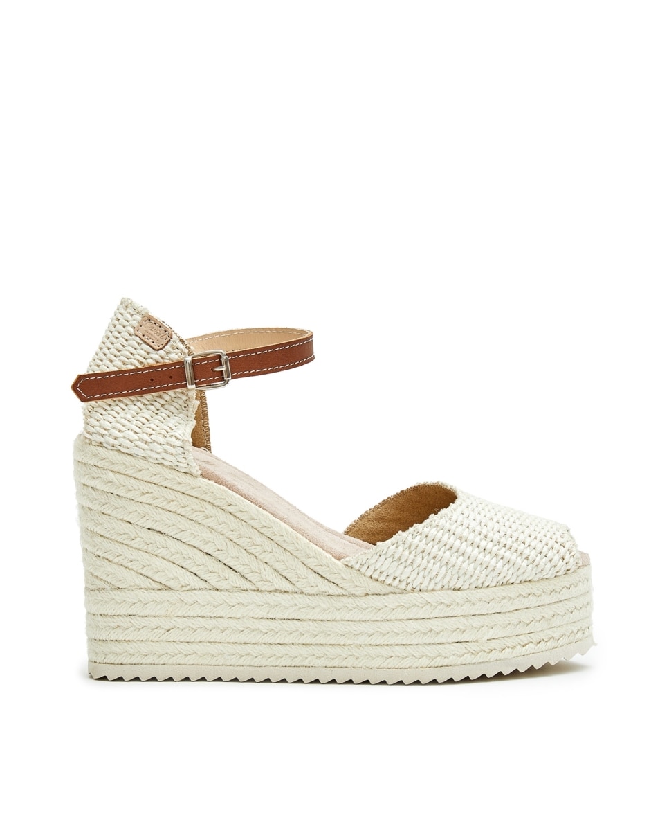 CASTELL MENORCA - Alpargatas de cuña de mujer de rafia beige con cuña.