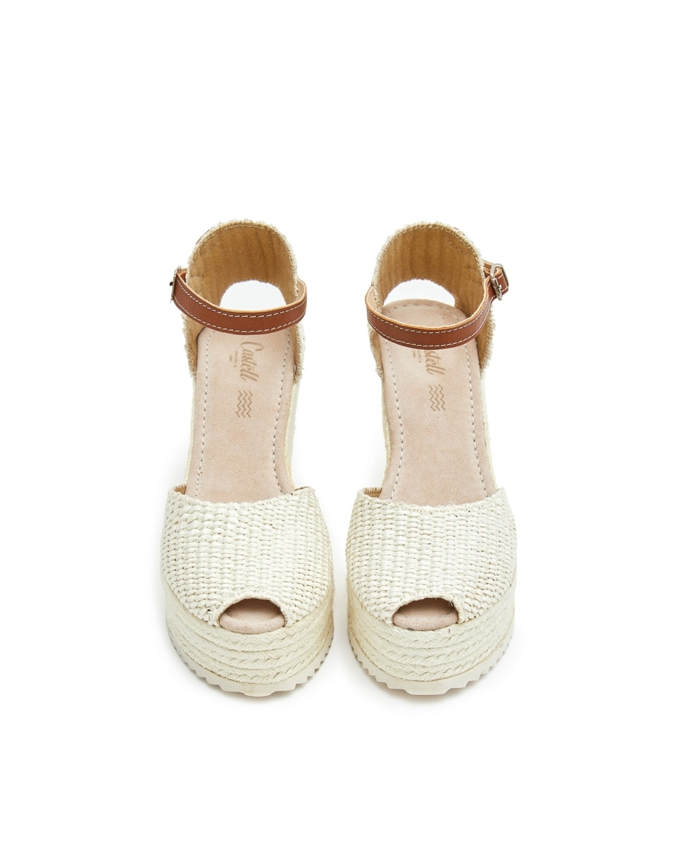 Alpargatas de cuña de mujer de rafia beige con cuña - CASTELL MENORCA - Beige Beige-2