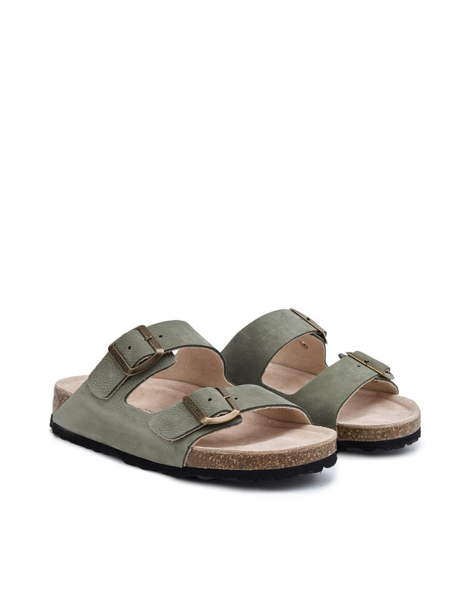 Sandalias de mujer con tiras - CASTELL MENORCA - Verde oscuro Verde oscuro-3