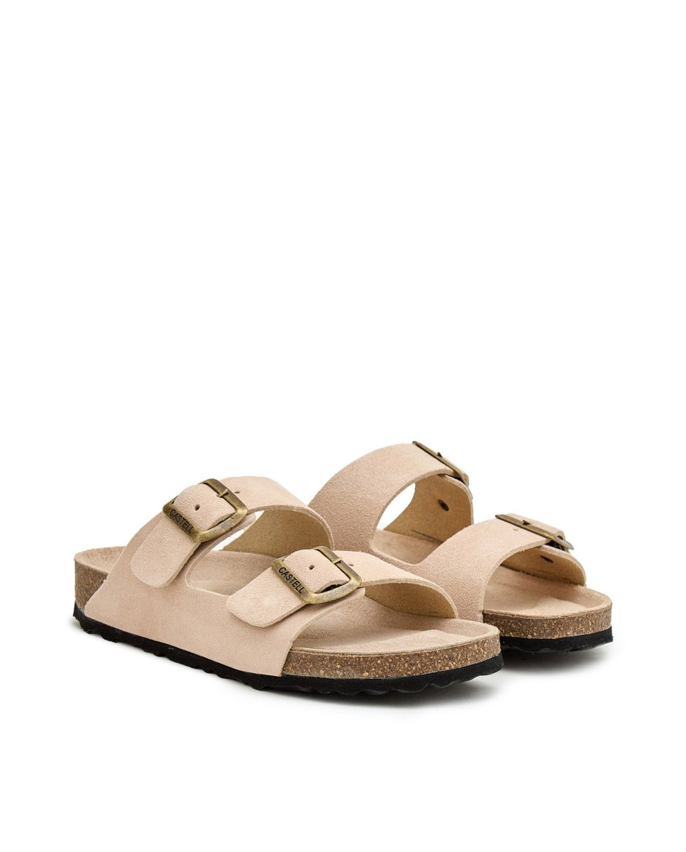 Sandalias con tiras de mujer de ante - CASTELL MENORCA - Beige Beige-3