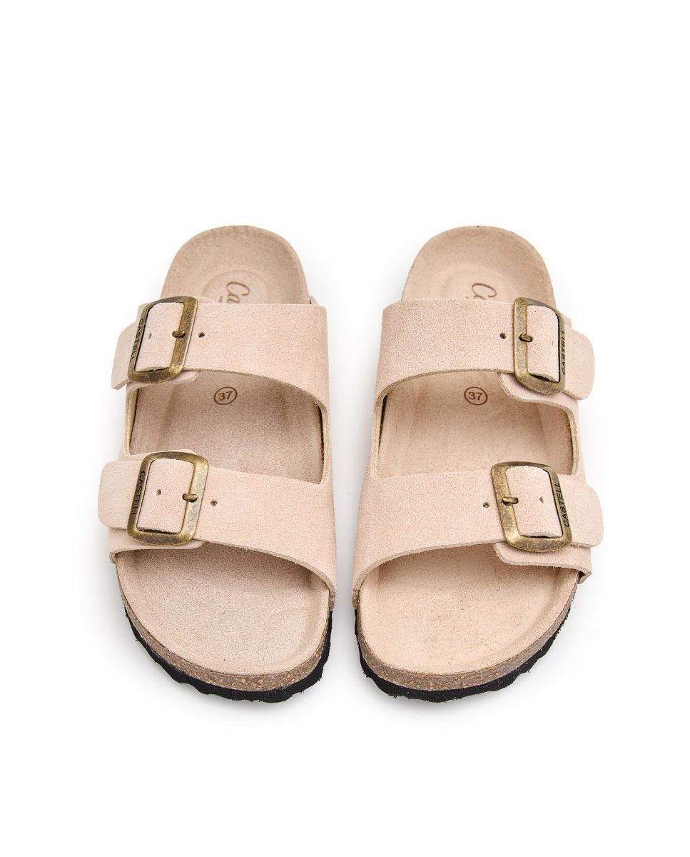 Sandalias con tiras de mujer de ante - CASTELL MENORCA - Beige Beige-2