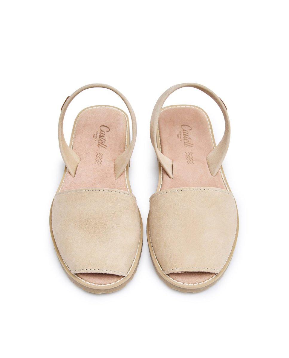Menorquinas de mujer con suela marfil acolchada - CASTELL MENORCA - Beige Beige-2